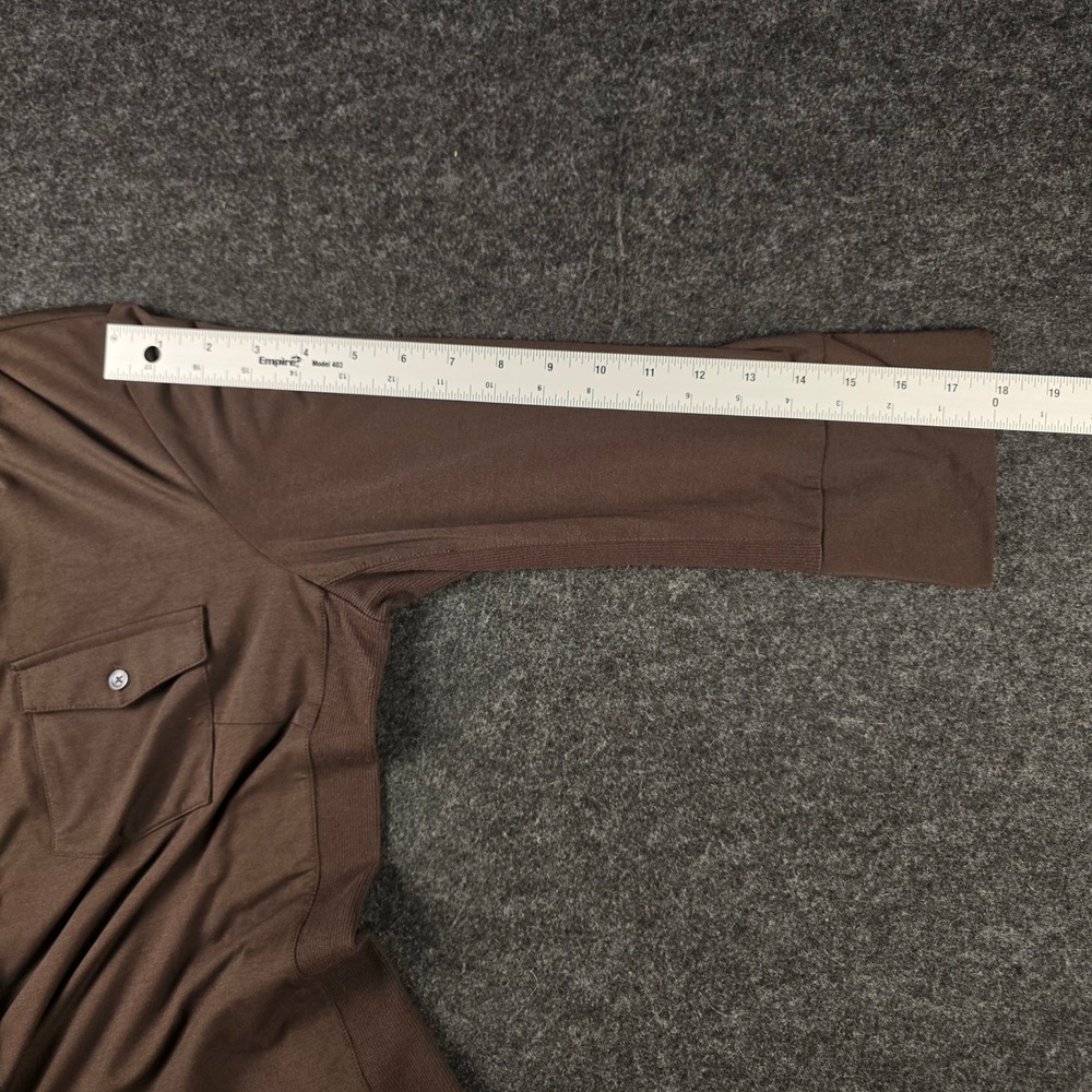J. McLaughlin Women's Brown Button Front Shirt Stretch Fabric Classic Size L - Picture 9 of 14